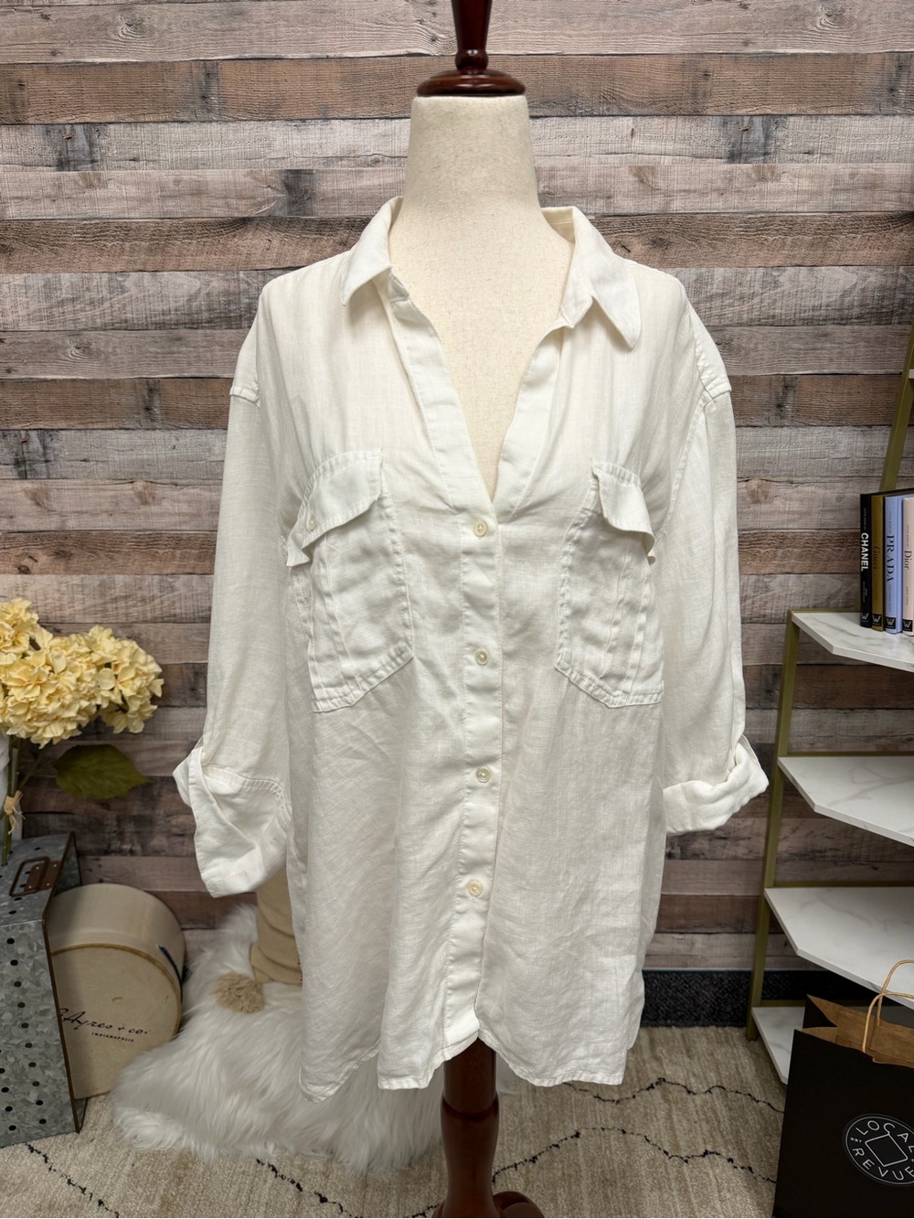 James Perse White Linen button DownShirt 4